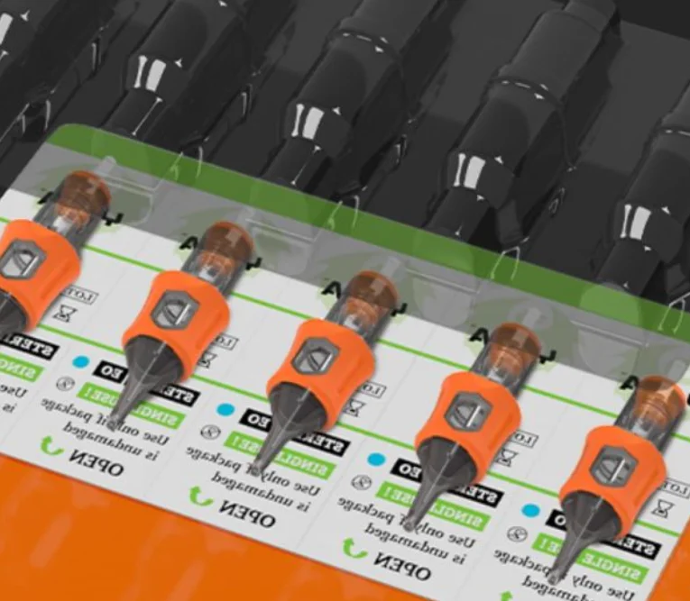 YABA Tattoo Shield Finger Ledge Membrane Cartridges Needles Round Liner