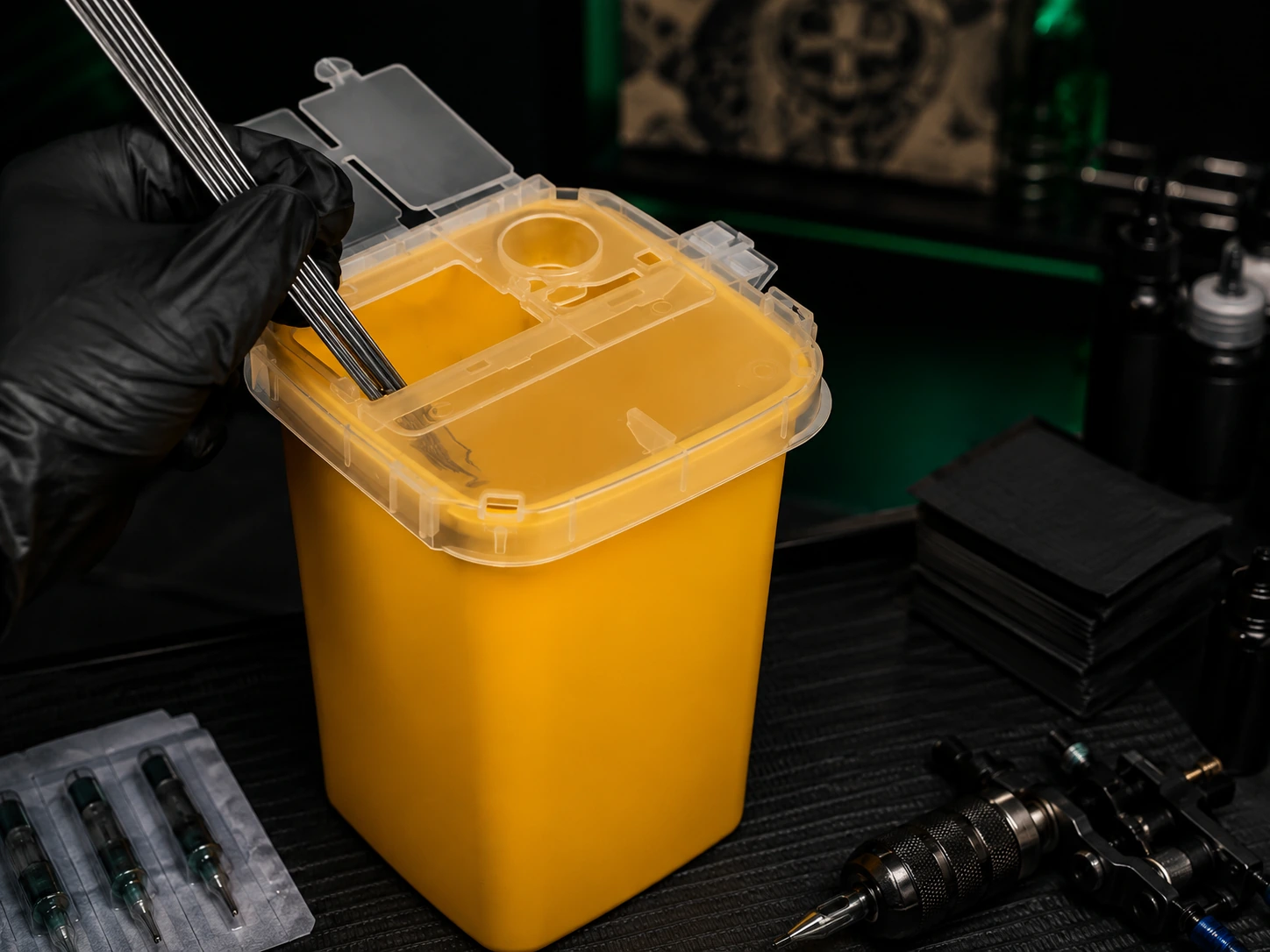 Tattoo Sharps Container Lid Detail